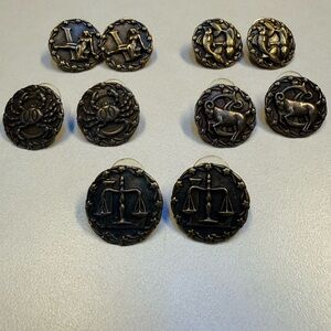 Vintage Zodiac Bronze Earrings Set